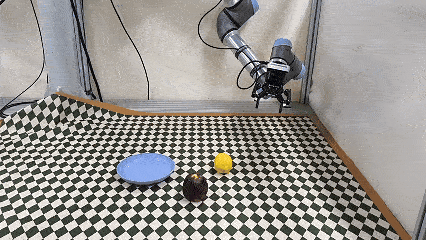 Put the ed apple into the blue plate